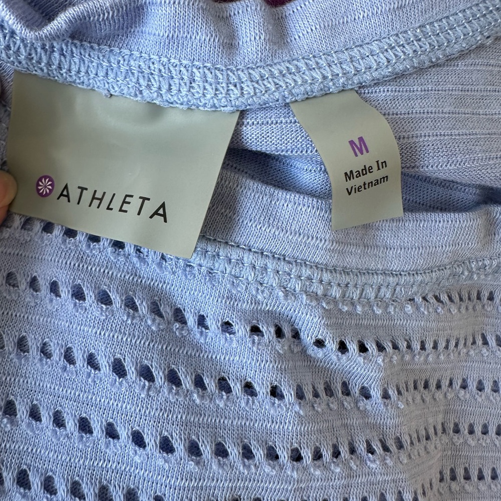 Athleta Sky Blue Perforated Knit Top - Picture 5 of 6